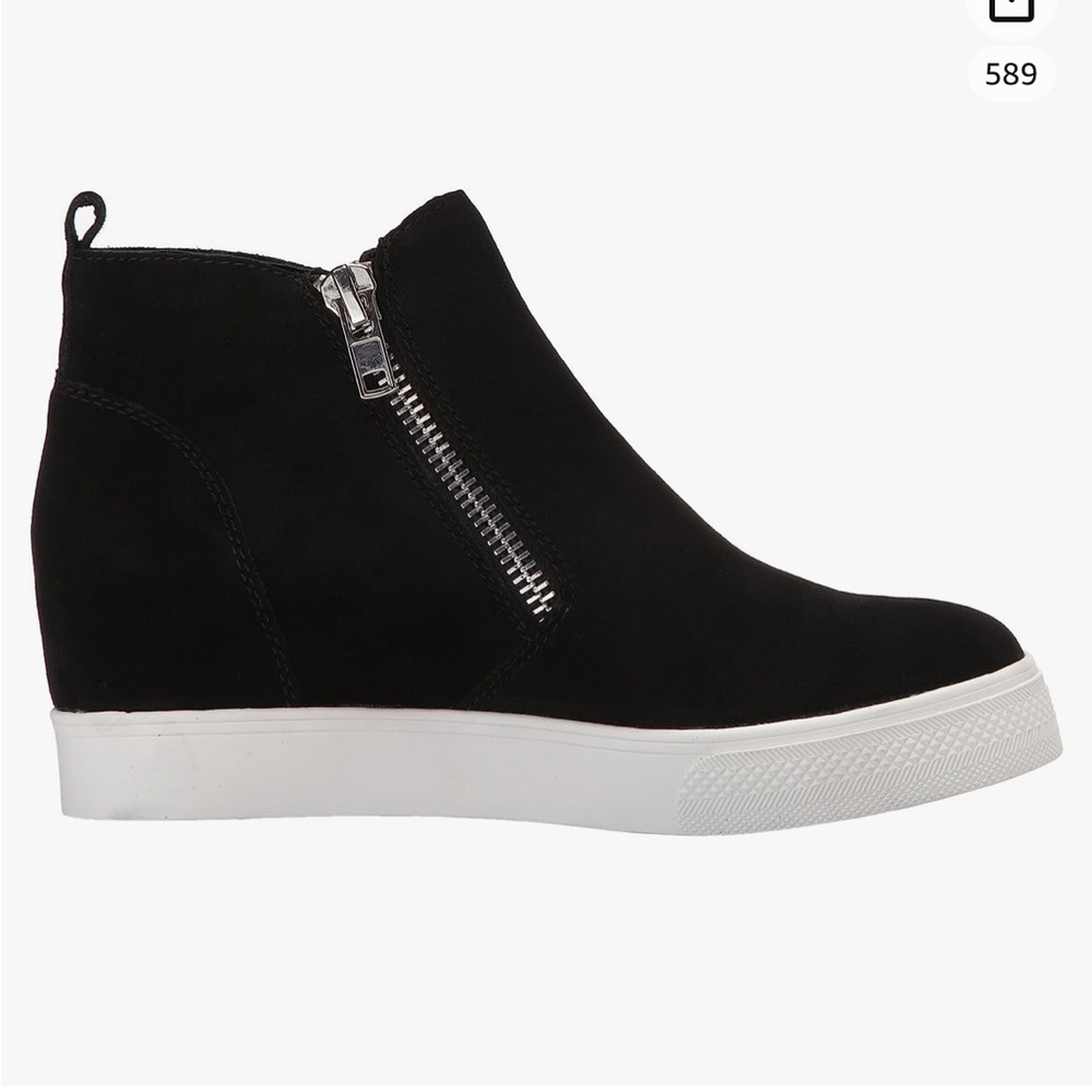 Steve Madden Wedge Sneakers in Black Suede Size 4